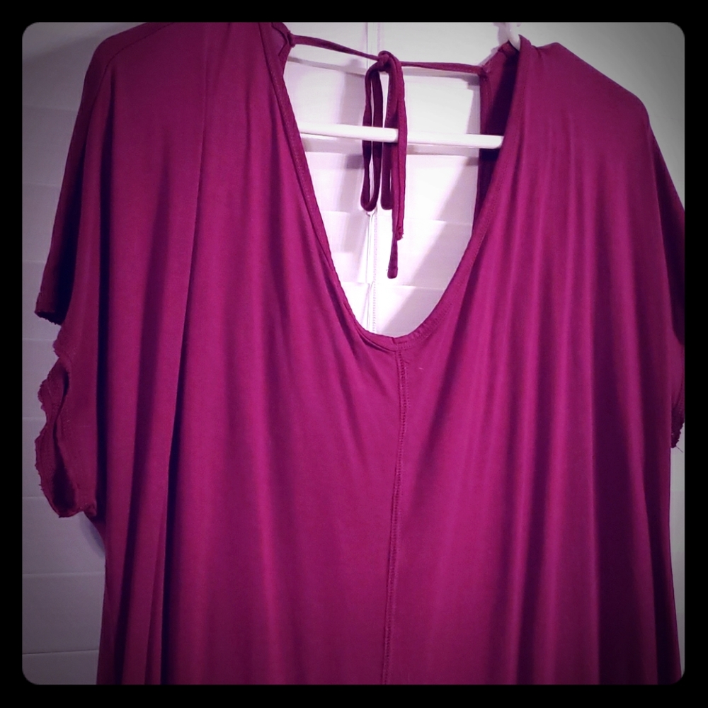 Plum tie back top